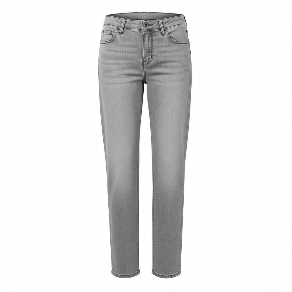 Eileen Fisher Off-White Denim Jeans Brown Stitching Size 8 Excellent Condition